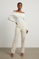 Load image into Gallery viewer, Brown skin model wearing white off-shoulder top
